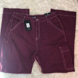Fashion Nova Magenta Carpenter Jeans